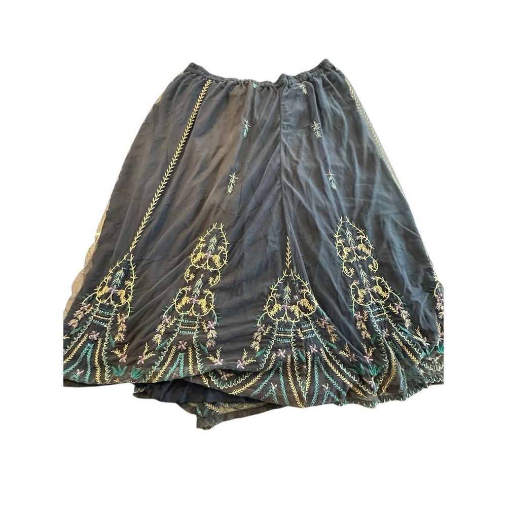 Avani Del Amour Womens Skirt Size XL Dark Blue Floral Print Embroidered NWT‎